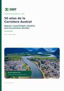 Portada del estudio de CEST Chile sobre los 50 años de la Carretera Austral, conectividad y pavimentación en Aysén, octubre de 2026.